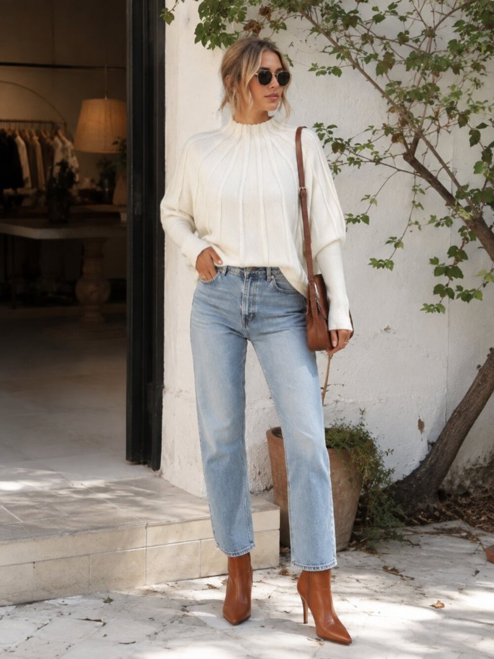 Miss Sparkling Ivory Ribbed Mock Neck Dolman Sleeve Sweater Size XL NWOT